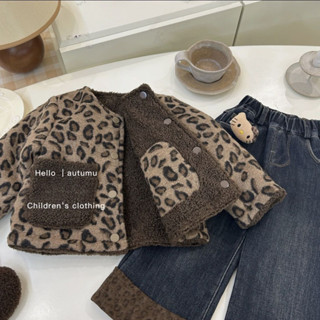 [Giảm giá 50%] Bộ đồ dài tay cho bé gái, áo trẻ em, áo dài tay, quần áo trẻ em Hàn Quốc, bộ đồ thu đông cho bé gái, áo khoác Dày Họa tiết da báo phong cách phương Tây cho nữ, cộng với quần jean nhung, Bộ hai mảnh, quần áo trẻ em Hàn Quốc hợp thời trang 5