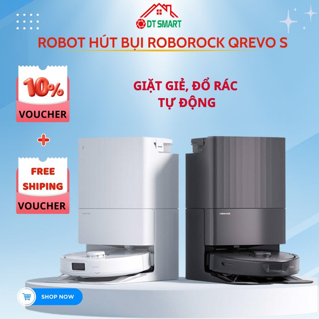 Roborock Qrevo S robot hút bụi lau nhà, Lực hút 7000PA, Tự động đổ rác, giặt giẻ,  Bảo hành chính hã