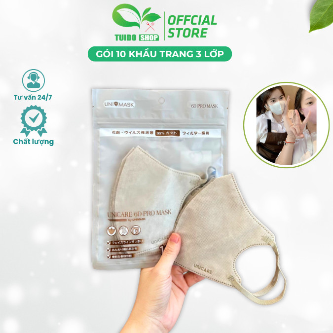 Khẩu trang 6D-Khẩu Trang 3 Lớp Kháng Khuẩn, Kháng Bụi, Không Thấm Nước YaGi Store