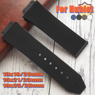  Dây đeo silicon sọc cho dây đeo đồng hồ HUBLOT 19x25mm 26mm 13x19mm 20mm 15x21mm 23mm Big Bang   Fusion Series Vòng đeo tay chống nước dành cho nam giới 
