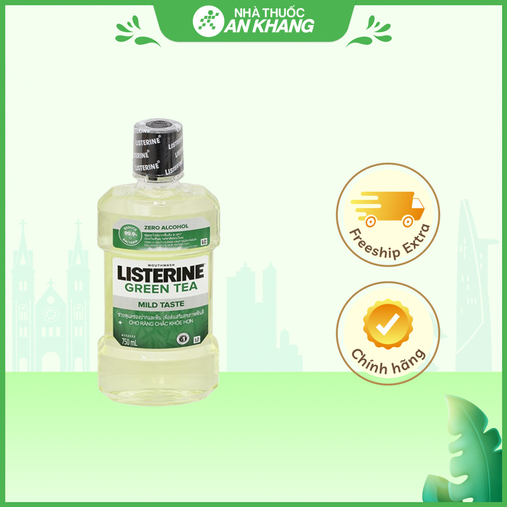 Nước súc miệng Listerine Trà Xanh ngăn ngừa sâu răng chai 750ml