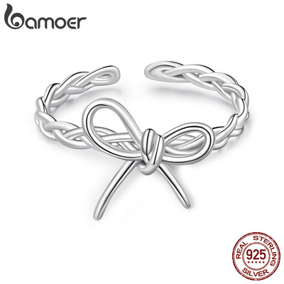 Bamoer Bạc 925 Có Thể Điều Chỉnh Vòng Bện Nơ Thiết Kế Trang Sức Quà Tặng Nữ