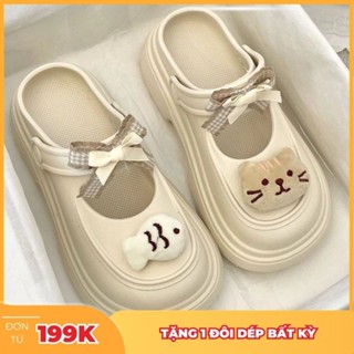 Dép nữ KITTY mèo cá dễ thương, dép sục nữ cute sticker mèo bông chống trơn không thấm nước TRANGBIHUE