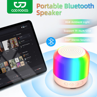 Loa Bluetooth di động Goojodoq Loa mini với 7 chế độ LED 360° hỗ trợ thẻ TF & U Aux