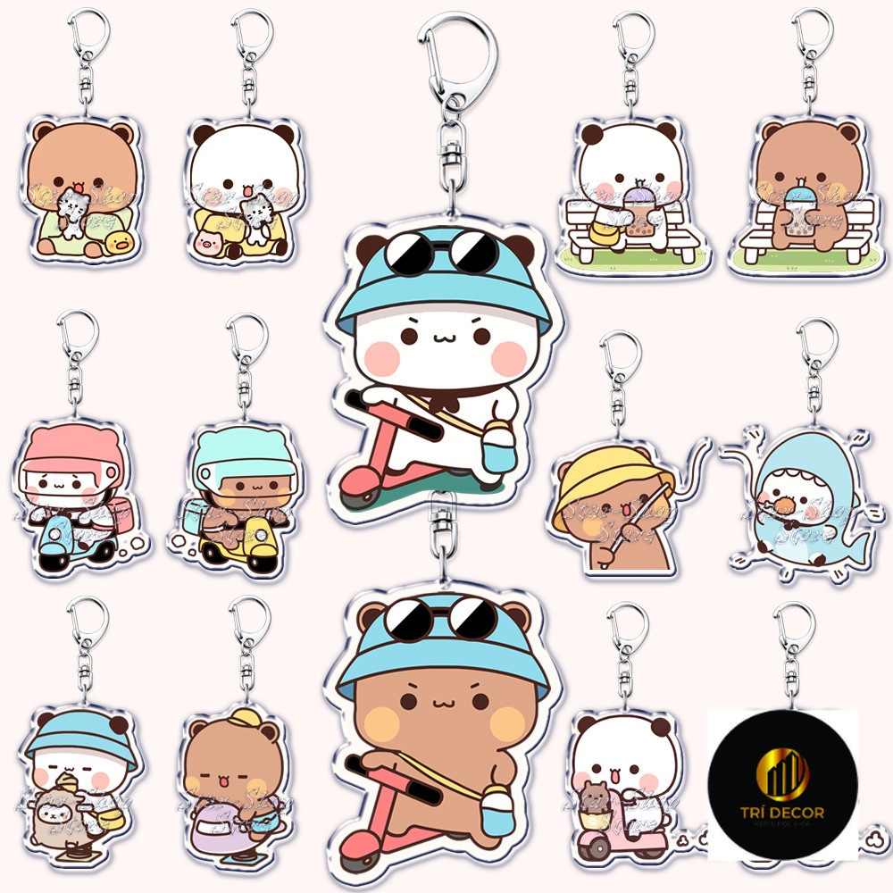 Móc Khoá, Mô Hình Standee Cute Bubu Love Dudu Yier Panda Đáng Yêu Trang Trí Bàn Học, Làm Việc