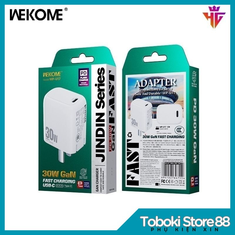 Củ Sạc Nhanh 30w CHÍNH HÃNG WEKOME ssWP-U17 PD30W Phù hợp cho các dòng Iphone Samsung Android BH 12 