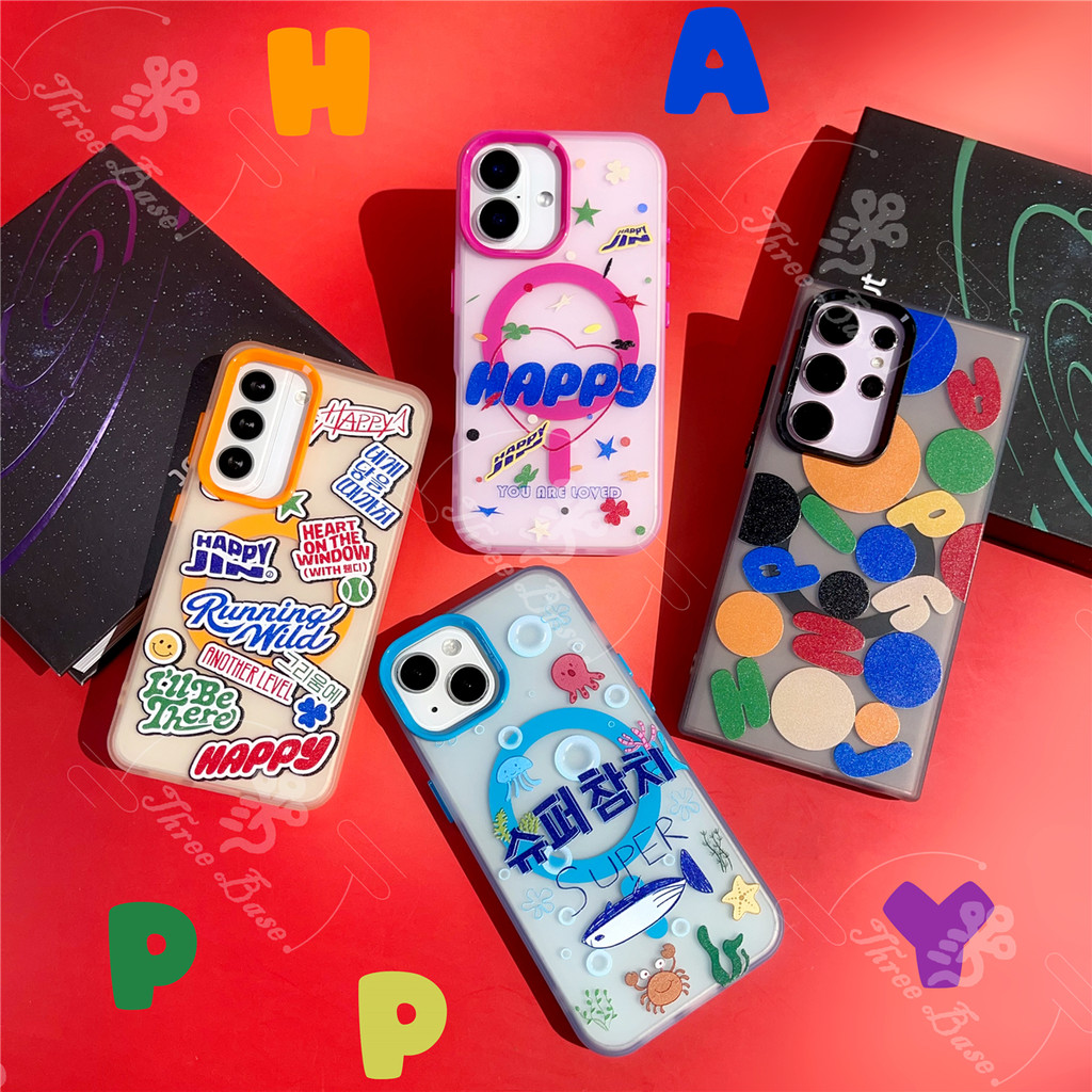 Vỏ Từ Tính Vỏ Kẹo JIN HAPPY Cho Vỏ Sạc Không Dây Cho iphone 17 AIR 16 PRO 15 PRO MAX 12 Pro 11 Pro 1