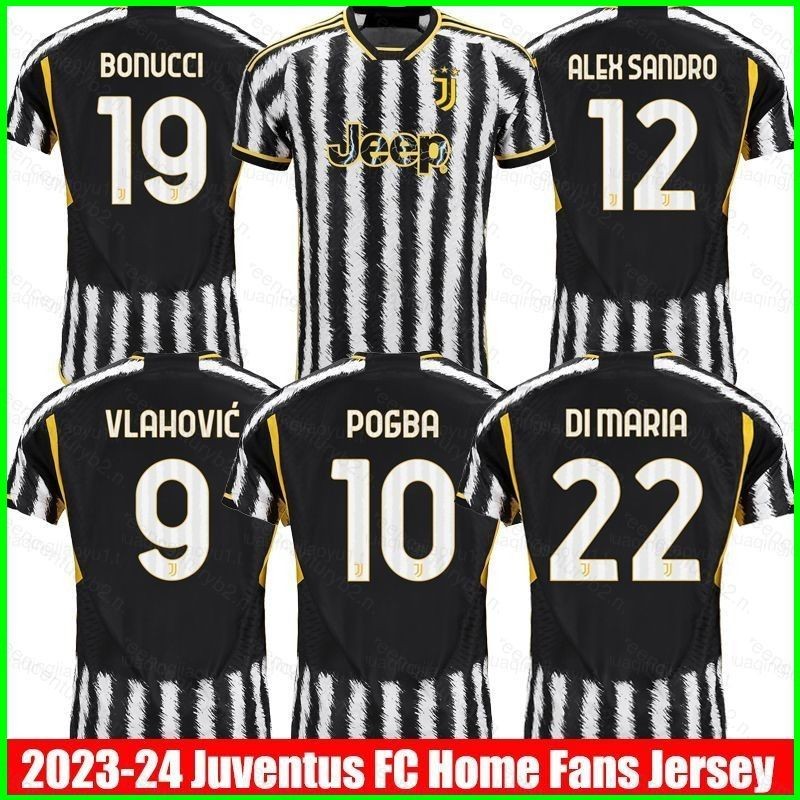2023-24 JFC Home Jersey Áo thun bóng đá Pogba DiMaria Vlahovic Bonucci Sandro Người hâm mộ Phiên bản