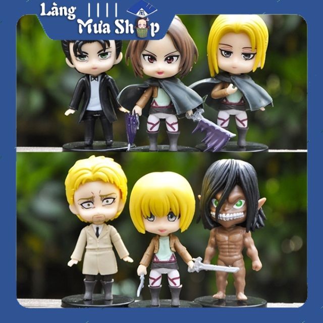 (Có lẻ) Set 6 Mô hình Fingure Anime/Manga Attack on Titan (Shingeki no Kyojin) Phong cách chi bi Siê