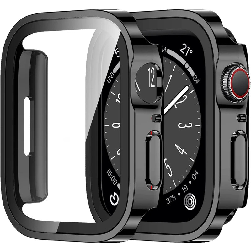 Kính + Ốp Cho Đồng Hồ A-pple 42 46mm 45mm 41mm 49mm 44mm 40mm viền thẳng Vỏ Bảo Vệ Màn Hình iWatch S