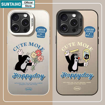 Suntaiho Thẩm Mỹ Dễ Thương Anime Mole Vỏ Họa Tiết Vỏ Điện Thoại Cho IPhone 11 12 13 14 15 16 Pro Max IP TPU Silicone IDM Cứng Cao Cấp Chống Sốc Ốp Lưng