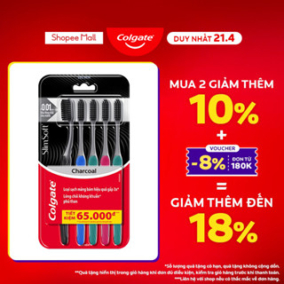 Bộ 5 Bàn chải Colgate SlimSoft Charcoal than hoạt tính kháng khuẩn siêu mềm mảnh