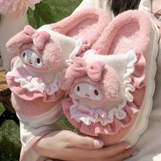 Dép lông Hello Kitty đế dày thời trang thu đông dễ thương cho nữ