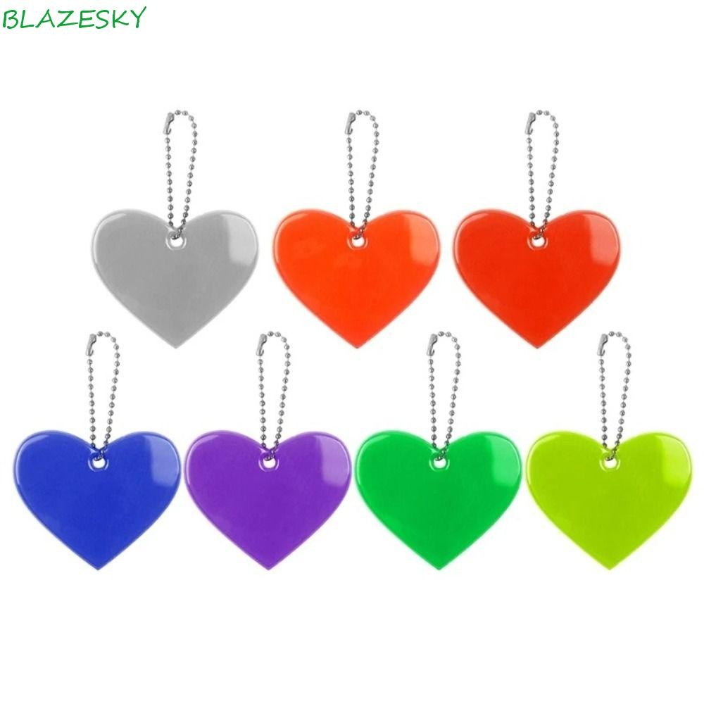 Móc khóa phản quang BLAZESKY, Màu sắc tươi sáng Chất liệu PVC Mặt dây chuyền phản quang, Túi xách Phụ kiện trang trí An toàn Có thể nhìn thấy cao Hình trái tim Móc khóa Trẻ em Người lớn
