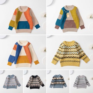 Áo len Áo len ấm LITIBABY cổ tròn size cho bé trai 1 tuổi đến 4 tuổi