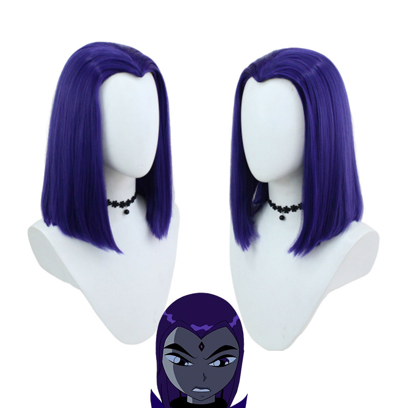 Tóc Giả Ngắn Tím Cho Mới Teen Titans Raven Cho Nữ Cho Anime Cosplay Tóc Giả