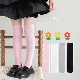 Tất cao cổ dài đến đầu gối cho bé Gái màu trơn phong cách Hàn Quốc chất len mịn cotton