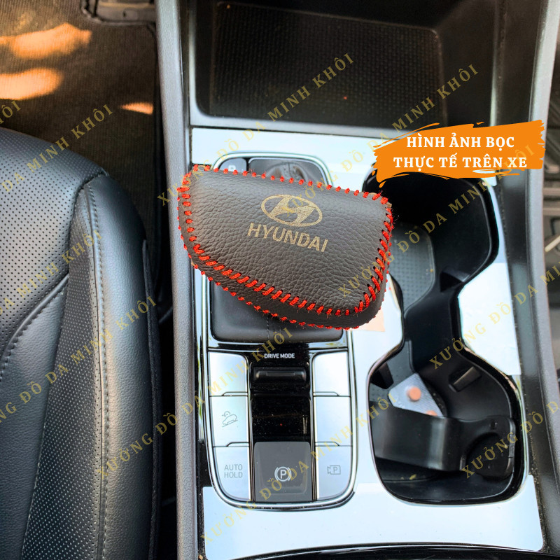 Bao da bọc da cần số HYundai Creta, Tucson 2024, Stargazer, Accent 2024, Elantra 2024  bằng da nhập 