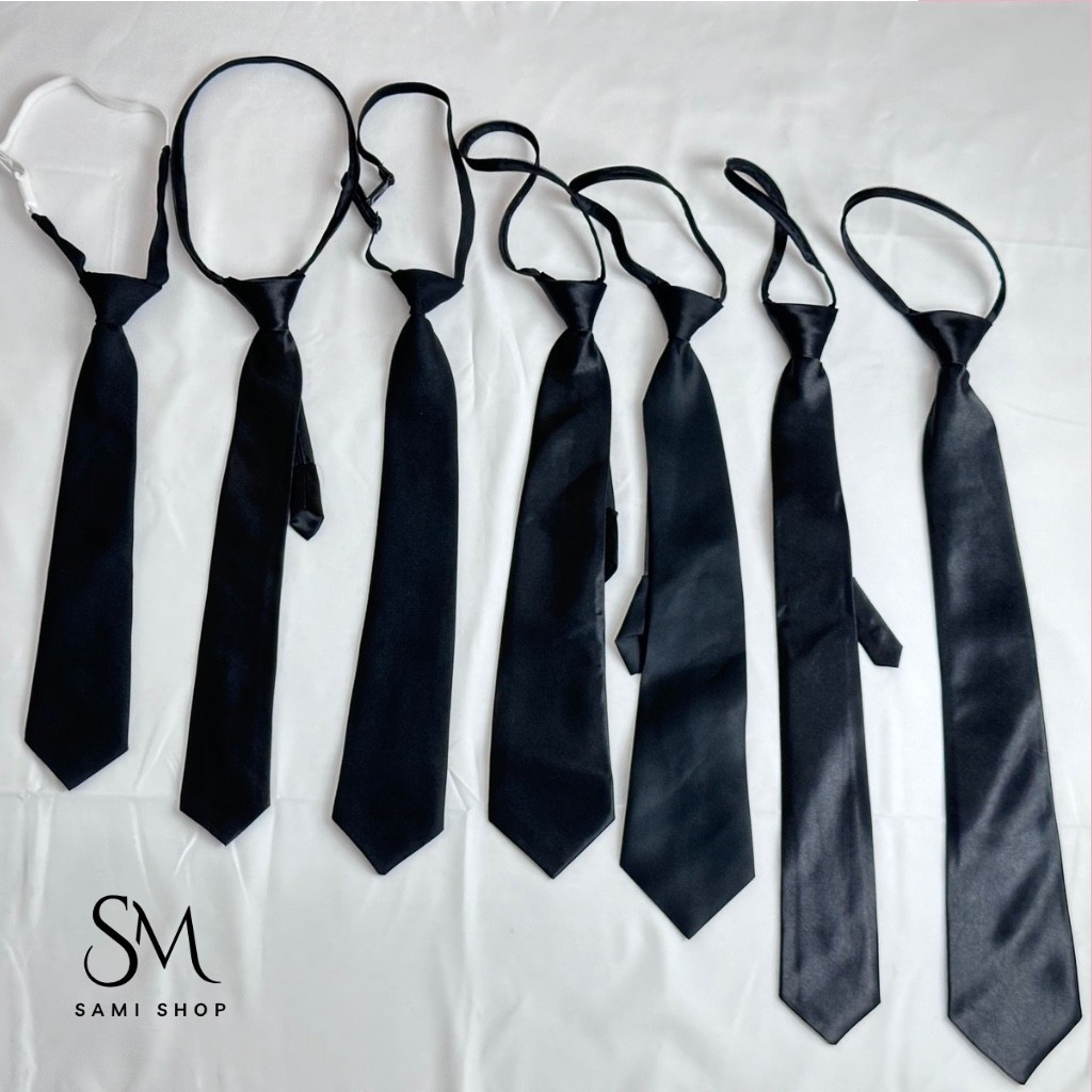 Cà vạt nam nữ bản nhỏ 5*35cm - Cavat thắt sẵn - Cà vạt kỷ yếu học sinh sinh viên bằng vải lụa Samishop