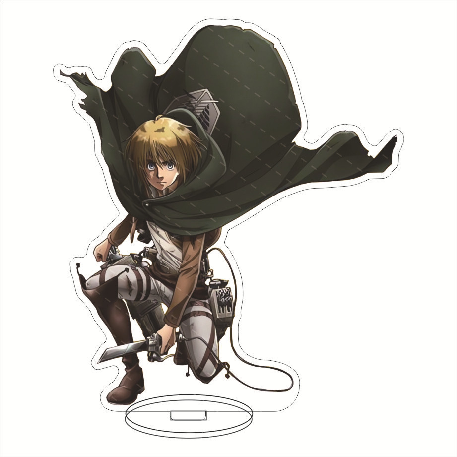 Móc Khoá, Mô Hình Standee Anime Attack On Titan Eren Jaeger Mikasa Trang Trí Bàn Học