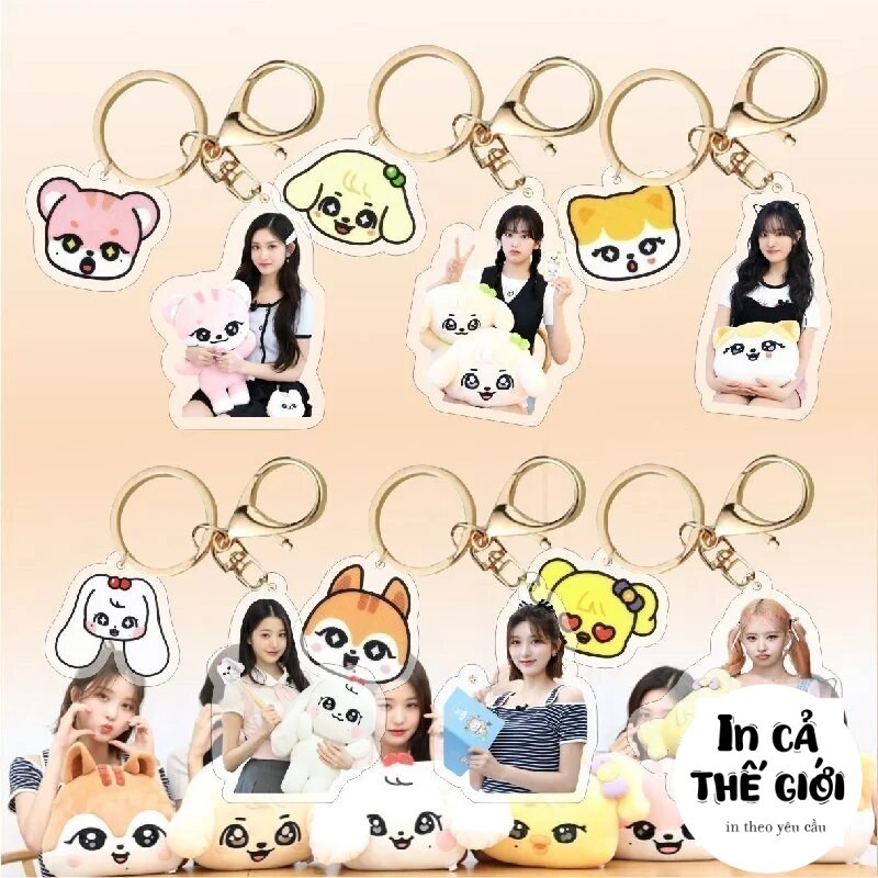Móc khóa Kpop IVE Acrylic YUJIN GAEUL LIZ REI Yujin Wonyoung Leeseo ds Phụ kiện trang trí túi xách B