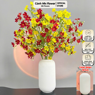(Tặng bình) Combo bình hoa nhất chi mai giả - Bình hoa để bàn trang trí decor - Cao 55cm-Cảnh Nhi Flower