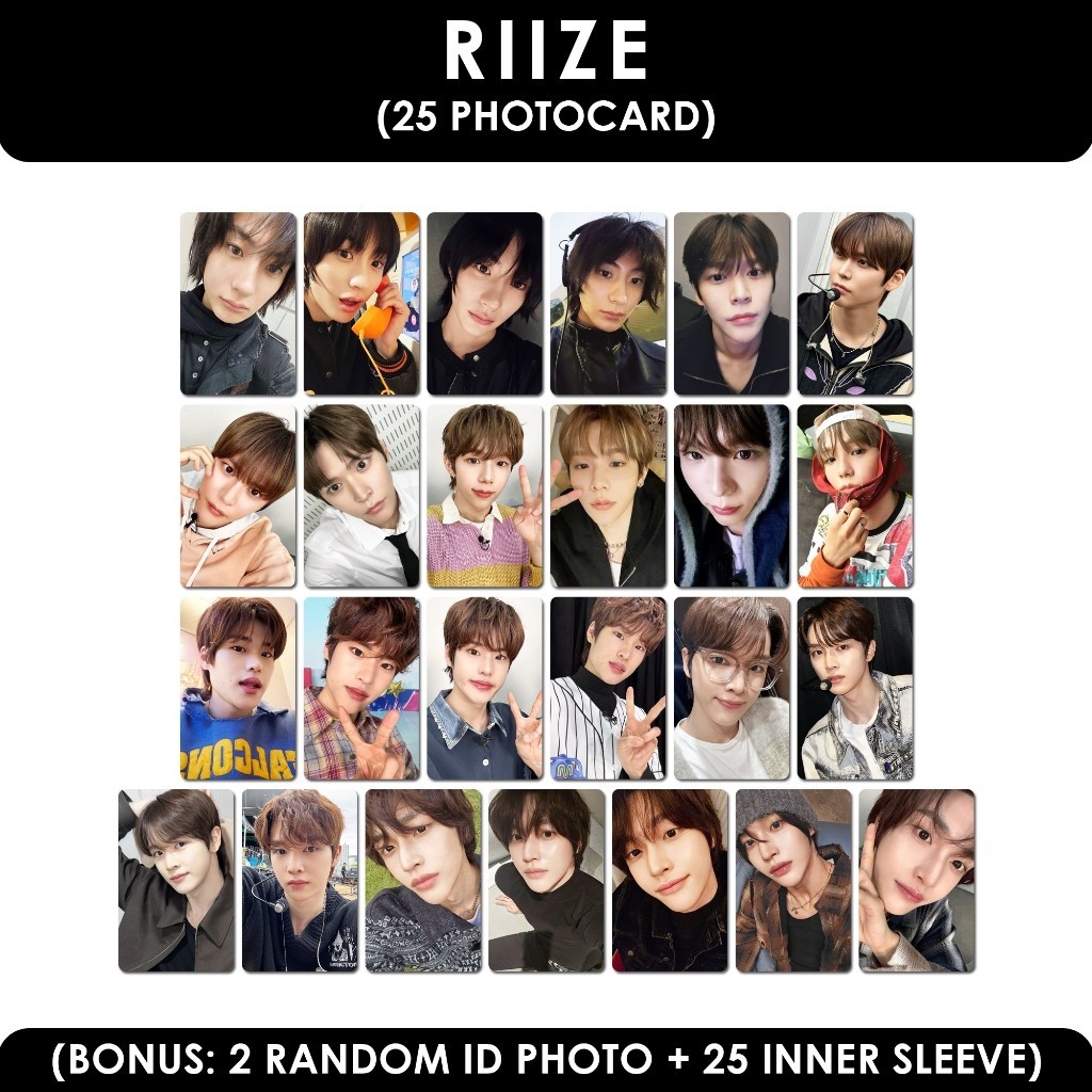[ 25 Thẻ ] PHOTOCARD RIIZE [ISI 25 PHOTOCARD + FREE 25 INNER SLEEVE] - In 2 Mặt - Card Bo Góc Lomo I
