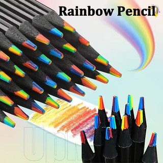 1 / 3 / 5 Chiếc Bút Chì Lõi Cầu Vồng Sáng Tạo - Tranh Học Sinh DIY Bút Chì - Văn Phòng Phẩm Giảng Dạy Nghệ Thuật Trường Học - Vẽ Cùng Màu Bút Chì - Gỗ Đen, 7 Màu - Dụng Cụ Graffiti Sơn
