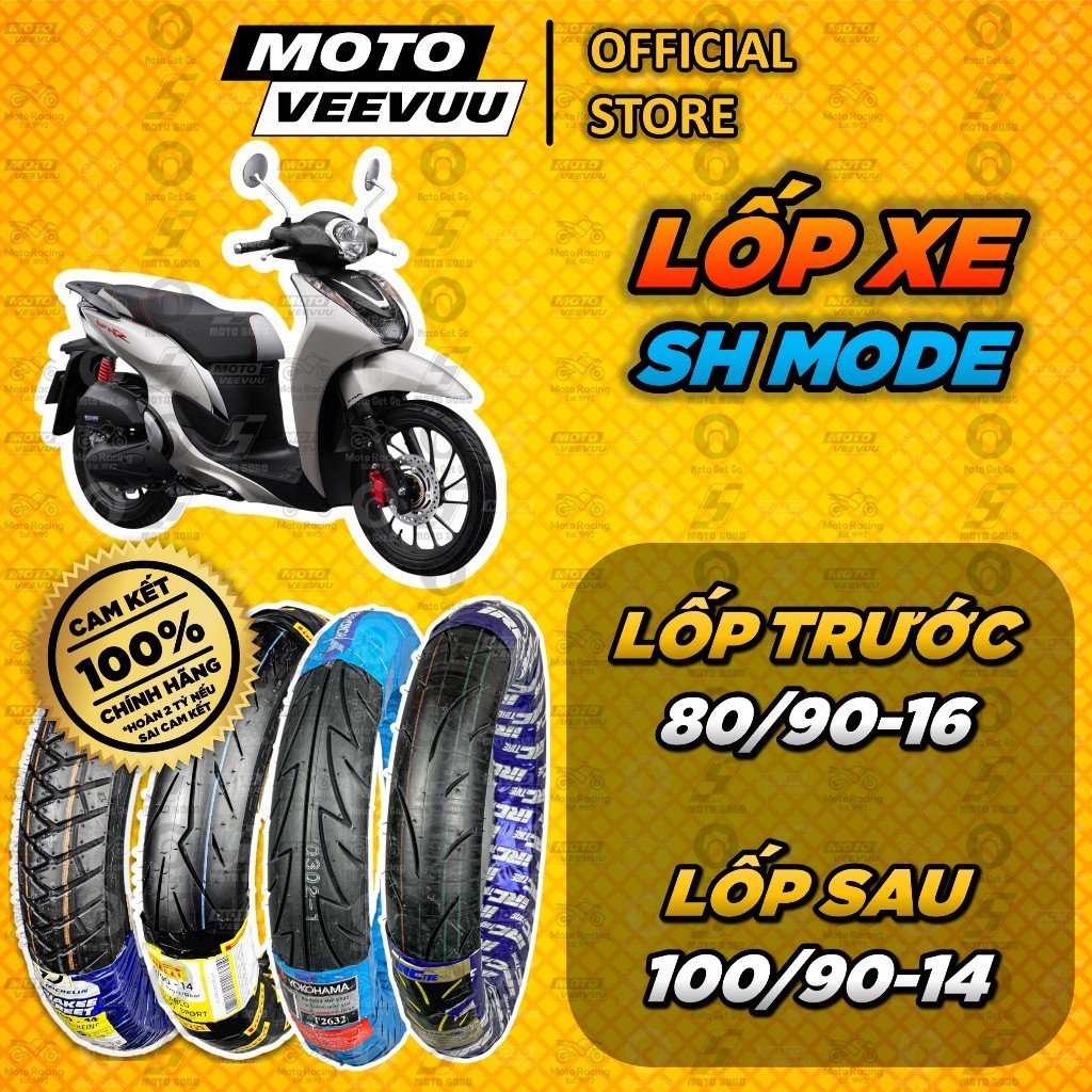 [MTVV] Vỏ lốp xe máy xe Honda SH MODE CÁC HÃNG trước 80/90-16 sau 100/90-14<END>