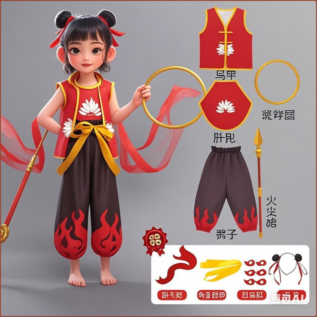 Quần áo trang phục siêu anh hùng Nezha Cosplay, Cos Anime Girl / Boy Show On Halloween / Children Da