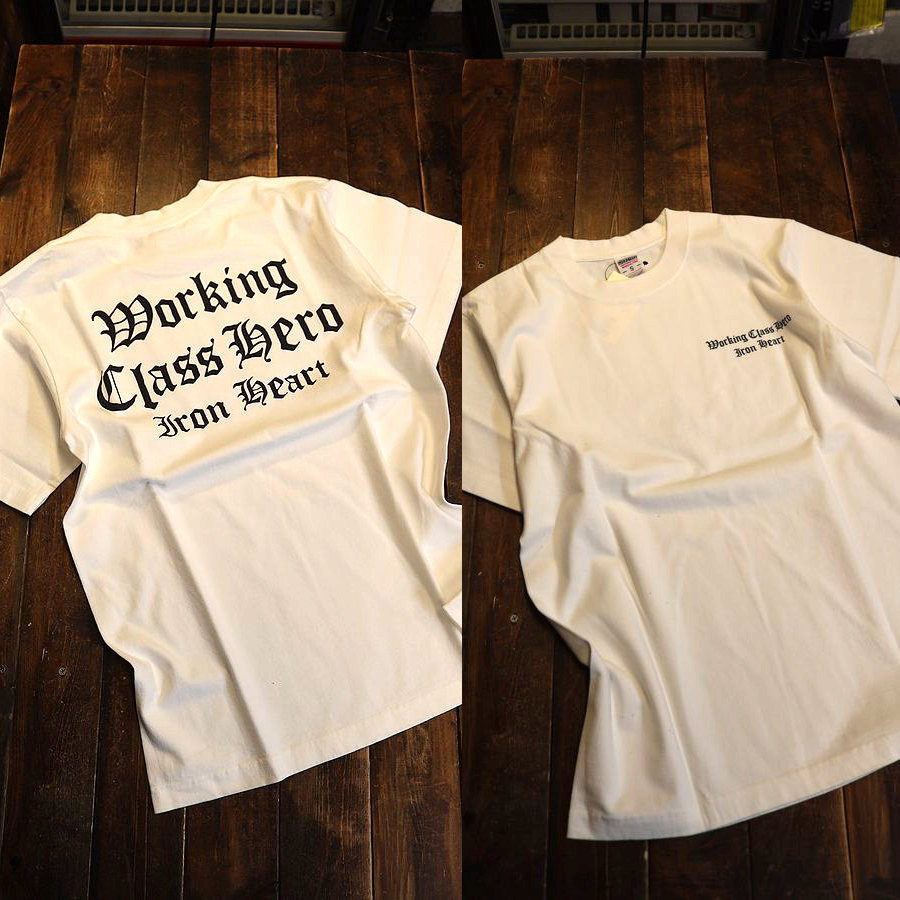 100% Cotton IRON HEART IRON HEART Worker Class Hero Retro Cổ Điển Đầu Máy Tay Ngắn