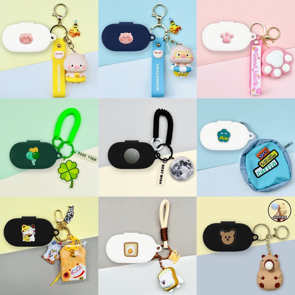 For Sony WF-C510 Case Silicone Soft Case Cute Piggy Cat's Paw Keychain Toast Puppy Pendant Sony WF-C