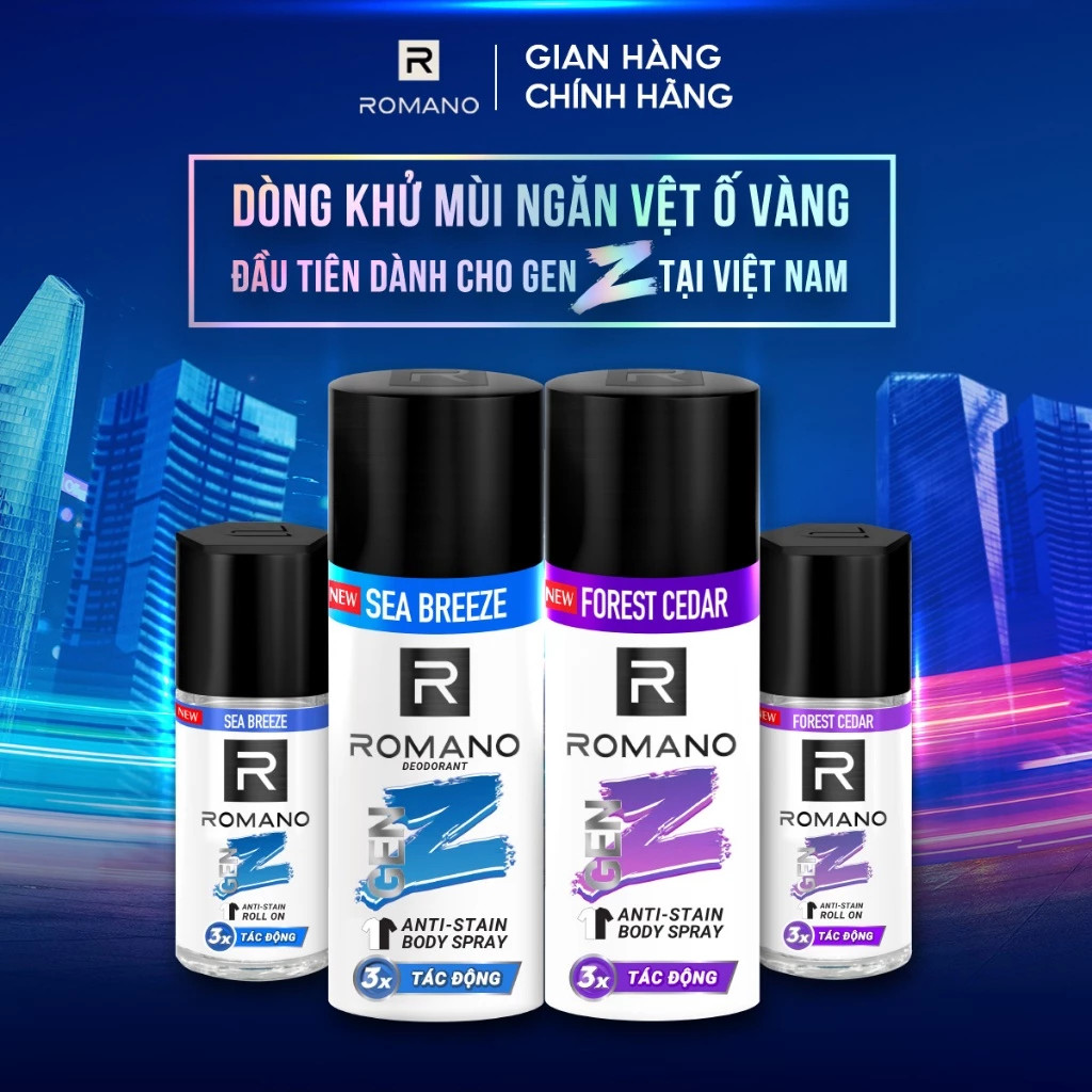 x Combo 2 Lăn khử mùi ngăn vệt ố vàng Romano Gen Z ( 40ml x 2 )