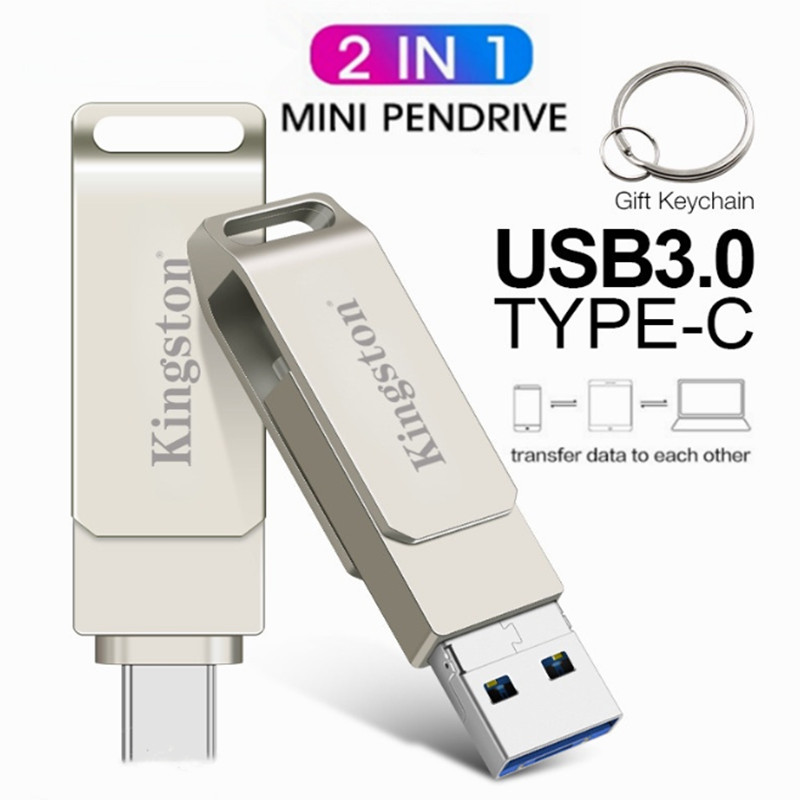 Ổ đĩa Flash USB Kingston 1TB 2TB 2 trong 1OTG Tốc độ cao Pendrive Stick với Type-C U Stick cho điện 