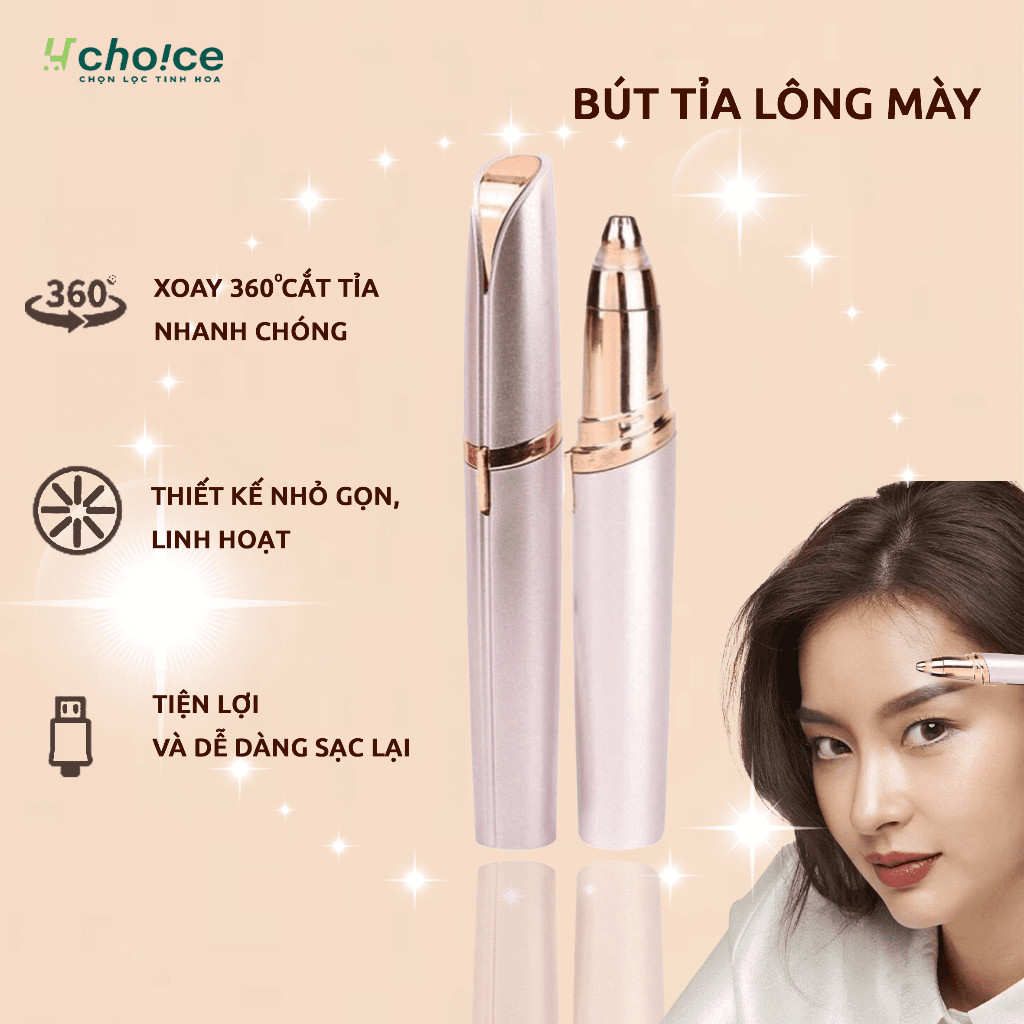 Bút tỉa lông mày thiết kế nhỏ gọn, tiện lợi, dễ sử dụng giúp tỉa lông mép, mũi, nách,.. không gây đau rát.