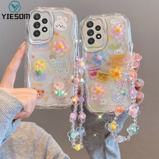 Ốp Điện Thoại Hoa Hoạt Hình 3D Trong Suốt Cho Samsung Galaxy A13 A23 A52 A32 4G A53 A33 A52 A52S A12 5G A11 A21S A51 A31 Gấu Vịt Dễ Thương Cổ Tay Vòng Tay Dây Xích