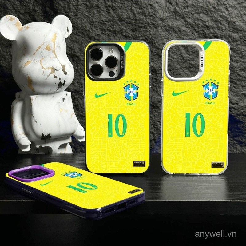 Ốp lưng điện thoại đội tuyển bóng đá quốc gia Brazil dành cho iPhone 16 Pro Max 13/14/11 Plus canari