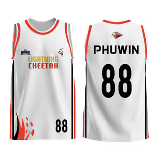 Mới Kích Thước Lớn S-5XL LIGHTNING CHEETAH Jersey Áo Vest Trắng Jersey Cổ Tròn Cầu Thủ Jersey Thời Trang Thường Ngày, Thoải Mái Và Đa Năng Thoáng Khí Top Gmmtv STARLYMPICS Trò Chơi Bóng Rổ