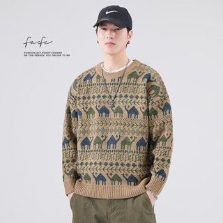  Retro Phong Cách Dân Tộc Áo Len Dệt Kim Nam Thu Đông Cổ Tròn Rời Dài Tay Phong Cách Nhật Bản Cặp Đôi Phong Cách Giáng Sinh Sw 