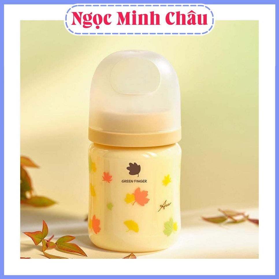 Bình Sữa Green Finger hàn Quốc 160ml 280ml họa tiết lá phong- hoa hồng-  xanh. Núm ti Green Finger