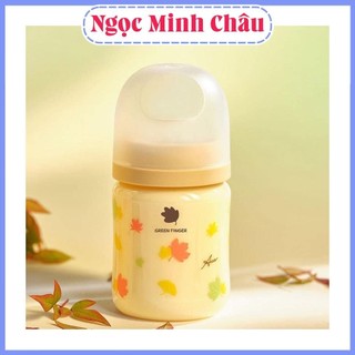  Bình Sữa Green Finger hàn Quốc 160ml 280ml họa tiết lá phong- hoa hồng-  xanh. Núm ti Green Finger 