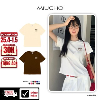 Áo baby tee form ôm dễ thương ABD1556 Miucho vải cotton co giãn cổ tròn in mix