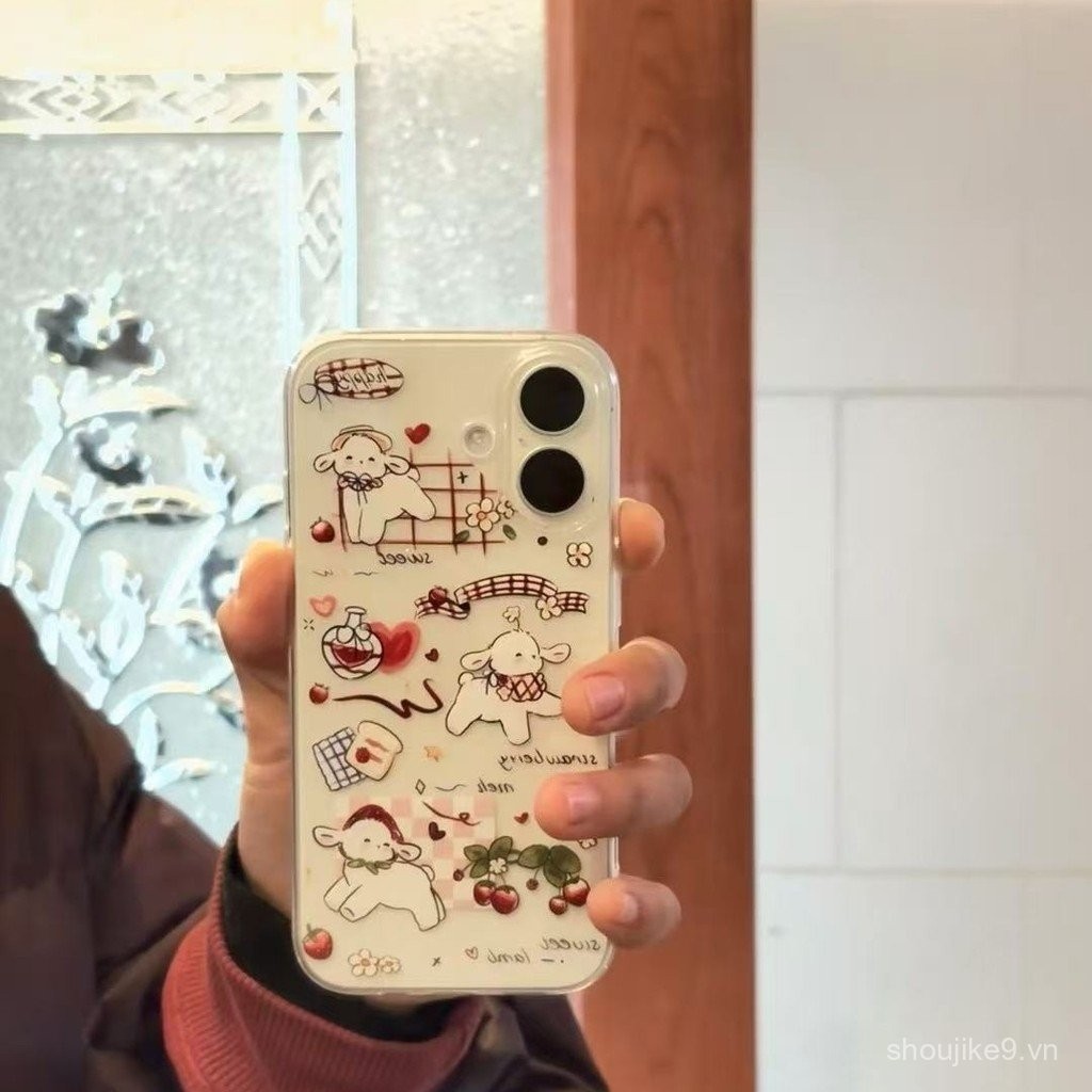 Ốp lưng iPhone tương thích Cherry Little Sheep cho iPhone 16 Pro Max/15/14 Pro Max/13 Pro Max/12 Pro