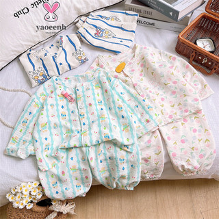 【YAOEENH】90-160CM Mùa Hè Bé Trai Bé Gái Hoạt Hình Loungewear Bộ Đồ Ngủ Trung Bình Lớn Trẻ Em In Hình Thường Ngày Quần Áo Điều Hòa Không Khí Hàng Có Sẵn Vận Chuyển Nhanh