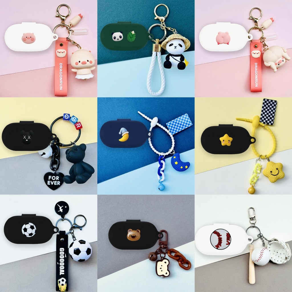 for Nothing Ear Open Case Cute Piggy Baseball Football Keychain Charm Silicone Soft Case Suitable fo