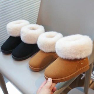 Trẻ Em Mùa Đông Giày Bốt Cho Bé Trai Bé Gái Unisex Trẻ Em Mắt Cá Chân Giữ Nhiệt Dày Sang Trọng Lông Tơ Ấm Áp 2024 Thu Đông Bé Gái Đổ Giày