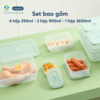 Bộ 7 hộp TRỮ ĐÔNG Inochi (4 hộp 290ml, 2 hộp 900ml, 1 hộp 3600ml) Bảo Quản Tươi Ngon Cho Thực Phẩm