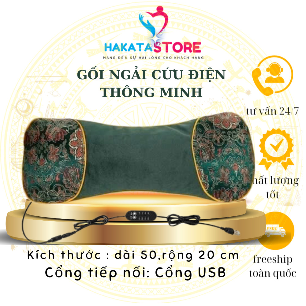 Gối Ngải Cứu Massage Thảo Dược, Gối Ngải Cứu Làm Ấm Giúp Giảm Đau Nhức Cổ Vai Gáy HAKATA