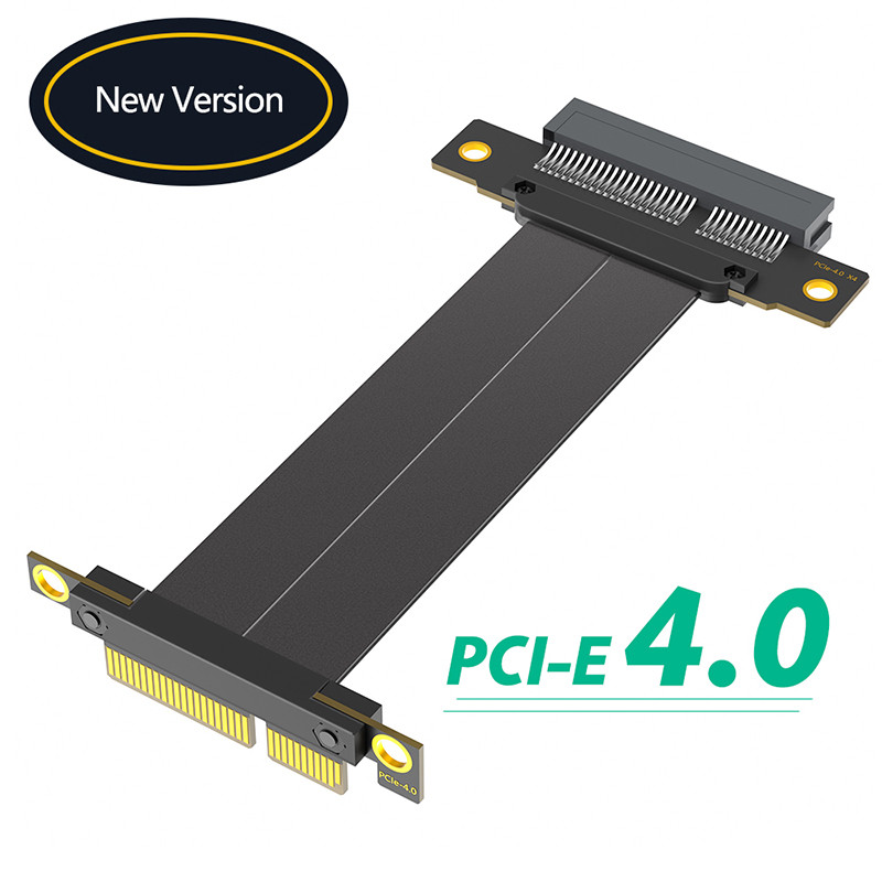PCIe 4.0 X4 To X4 GPU Extension Cable 90 Degree Right Angle Goldfinger PCI Express 4.0 4X Riser Card