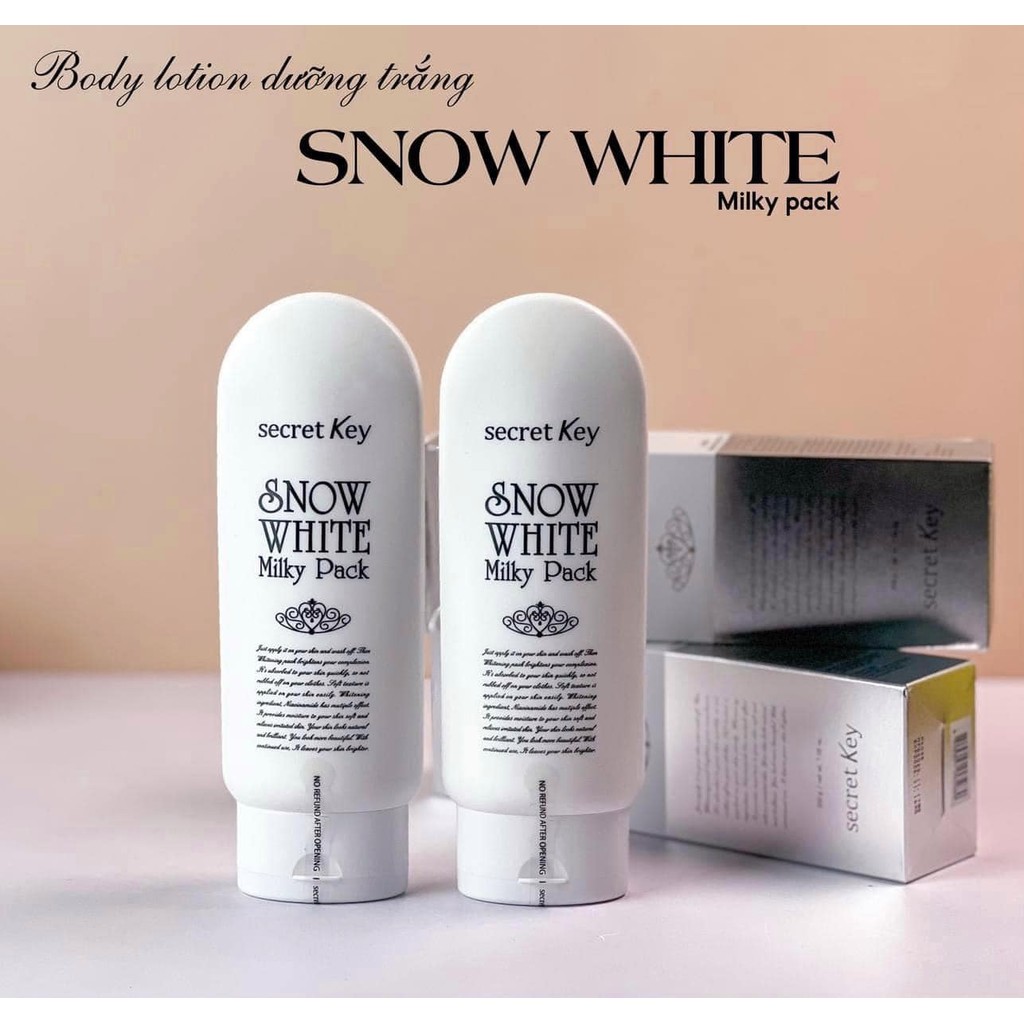 (AUTH) Tắm Trắng Snow White Milky Pack 200ml Và Dưỡng Trắng Da Snow White Milky Lotion 120ml